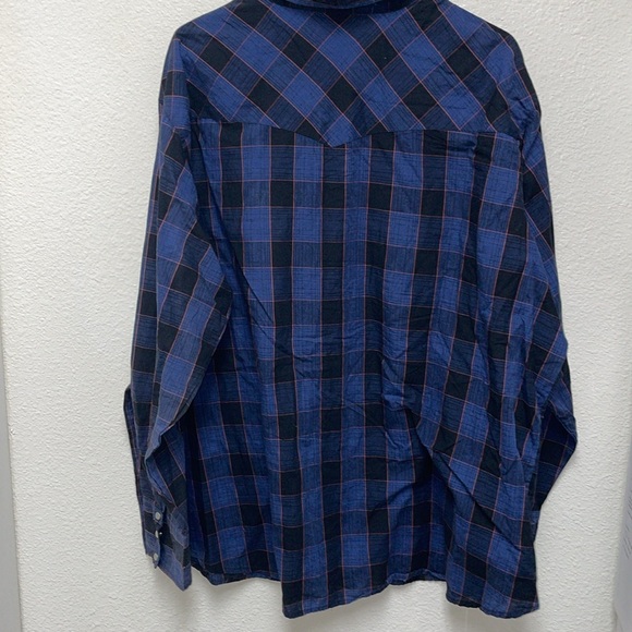 Canyon Guide Outfitters Men’s 3X Blue Plaid Western Snap Button Up Shirt - Picture 2 of 7